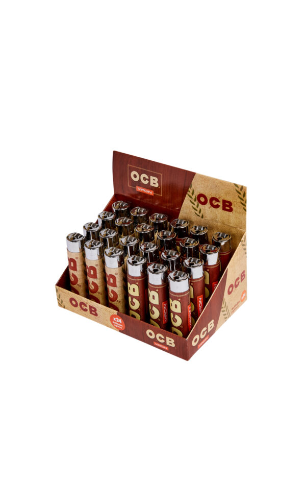 OCB refillable virgin lighters tray of 24